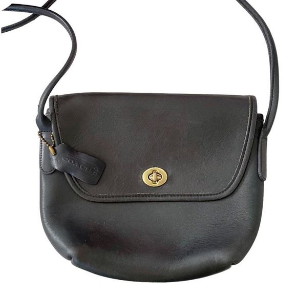Coach Handbags - Coach Black Leather Crossbody with Gold Turnlock Accent